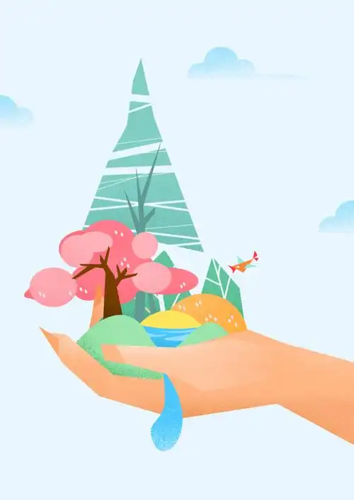 卡通插画保护森林公益海报背景psd