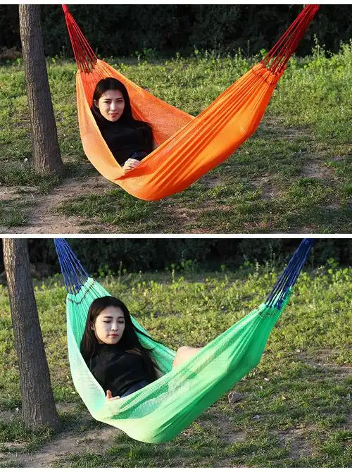 户外吊床超凉爽网状睡觉单人家用室内外成人秋千吊椅冰丝网床蓝色无