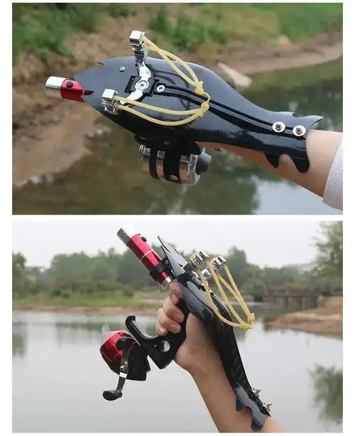 2022新款弹弓射鱼神器强力打鱼远鳔箭打鱼枪扁皮皮筋大全 基础塑料轮