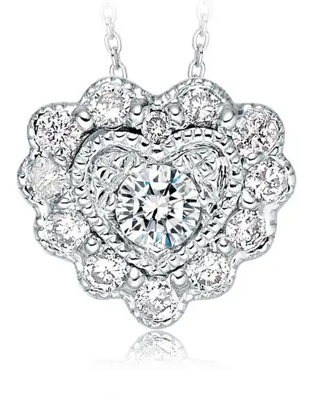 周大福华丽爱心10k金镶钻石吊坠u147913