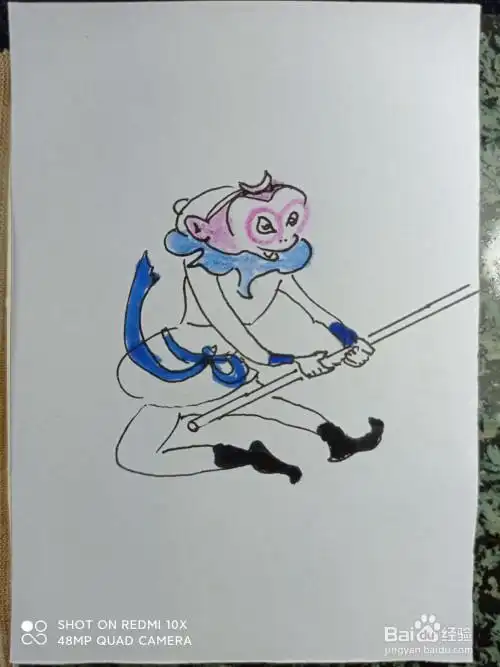 怎样画简笔画拿着金箍棒的孙悟空?
