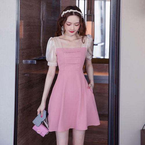 桔梗连衣裙法式小众小个子