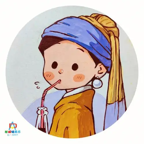 q版名画戴珍珠耳环的少女