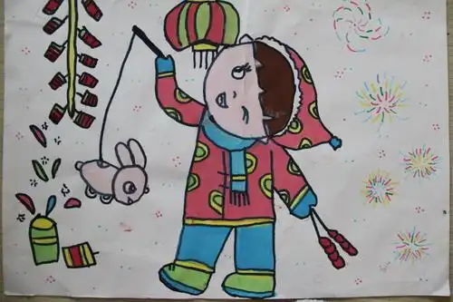《欢乐过年》/少儿绘画作品/儿童画/网络美术馆_中国少儿美术教育网