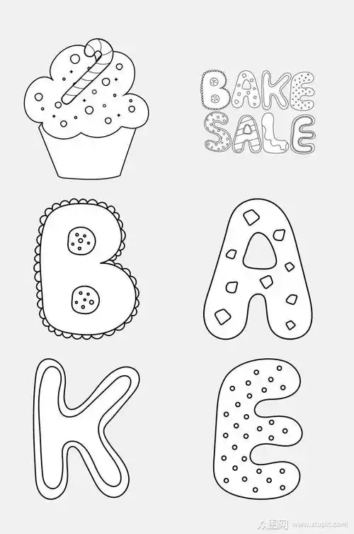 英文字母卡通简笔画免抠素材素材