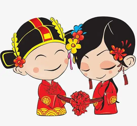 手绘卡通拜堂成亲