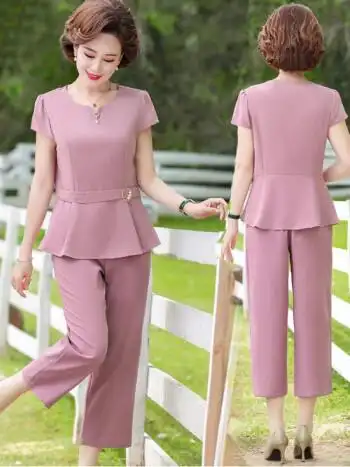 特价捡漏高档轻奢品牌中年妈妈夏装洋气套装2022新款40岁50中老年女