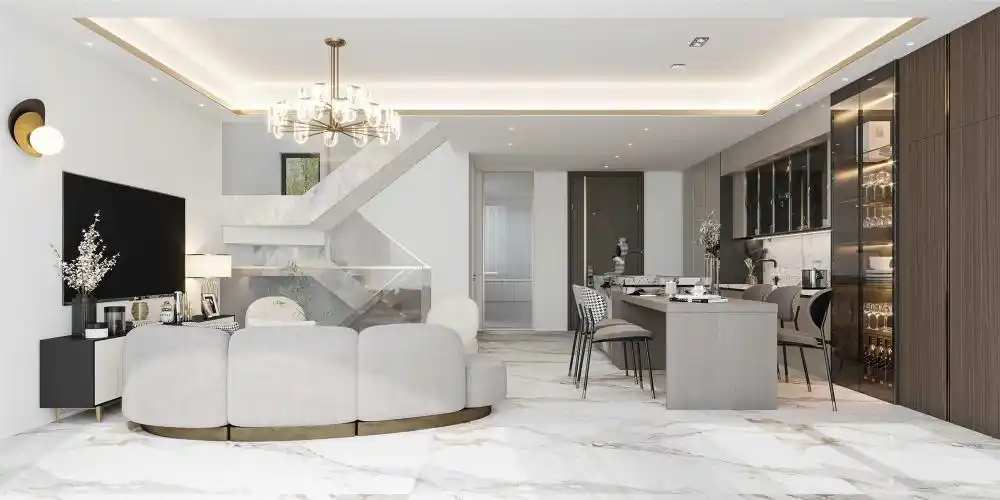 宝山四季都会171平现代简约风格叠加别墅装修效果图