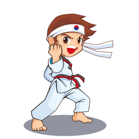 跆拳道卡通人物敬礼简笔画