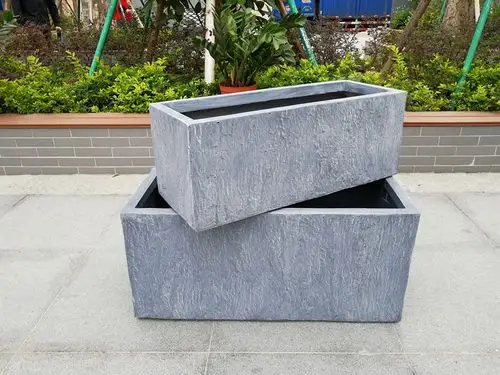 新款创意石头纹特大长方形花箱中东酒店别墅商业街坐地种植箱