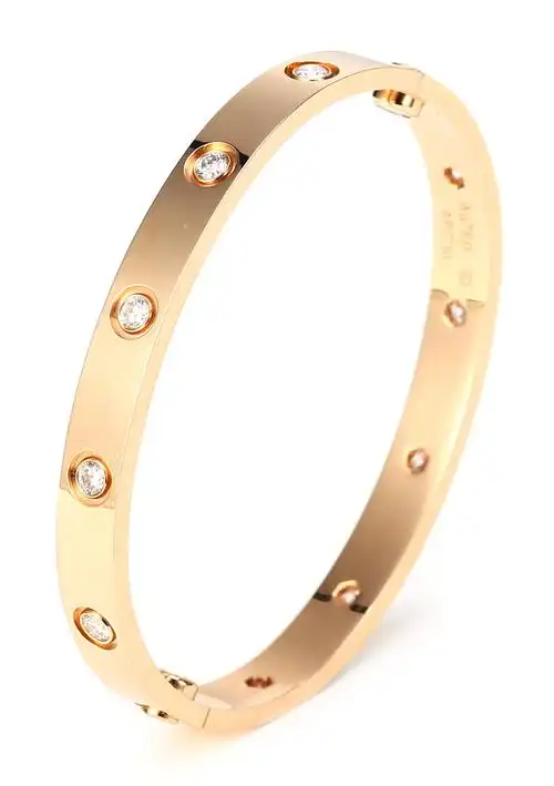 cartier(卡地亚) 玫瑰金love系列10钻手镯 16