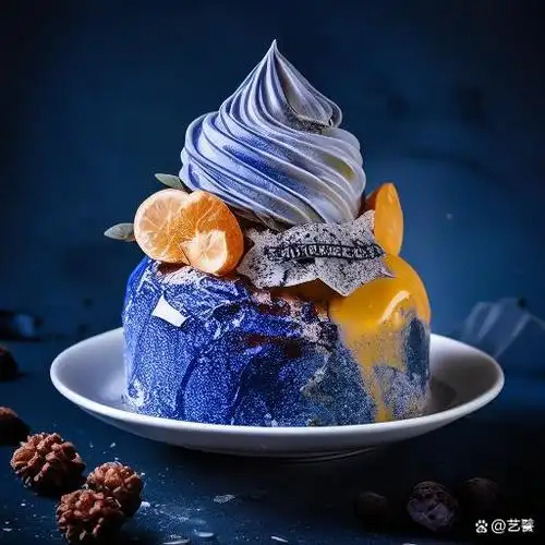 这款果冰激凌,将深蓝色星空,果冻质感和梵高星空的风格巧妙地结合在一
