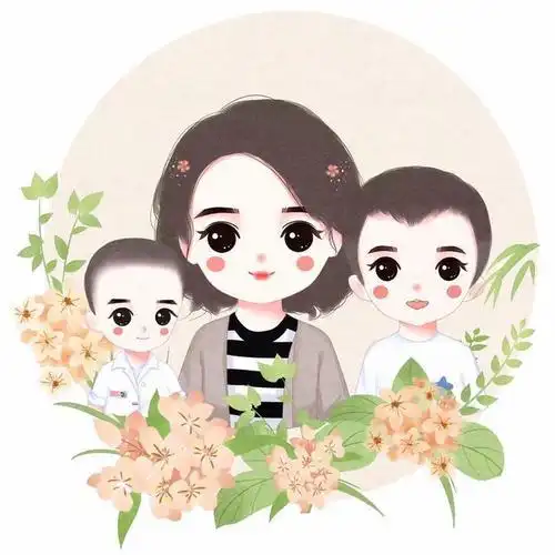 手绘头像:一家人在一起,就是最大的幸福