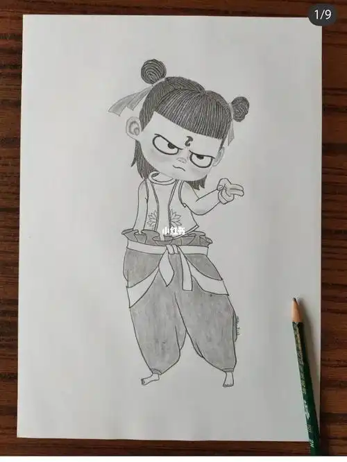 今天老师教我们画的哪吒