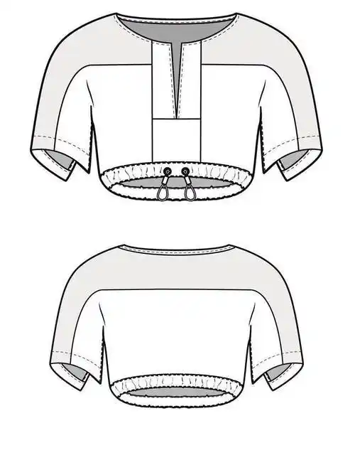 服装设计款式图上衣正反面款式图ai绘画