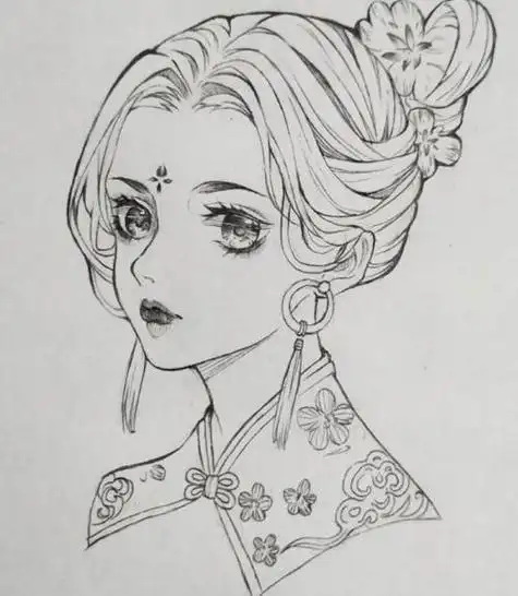 初学古装美女简笔画手绘古代美女简笔画好看的古代美女头像简笔画古装