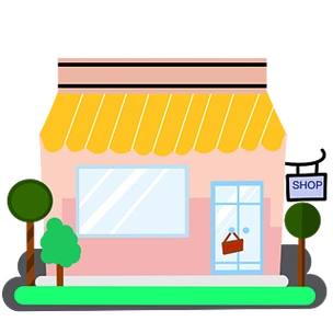 卡通矢量粉红商店店铺