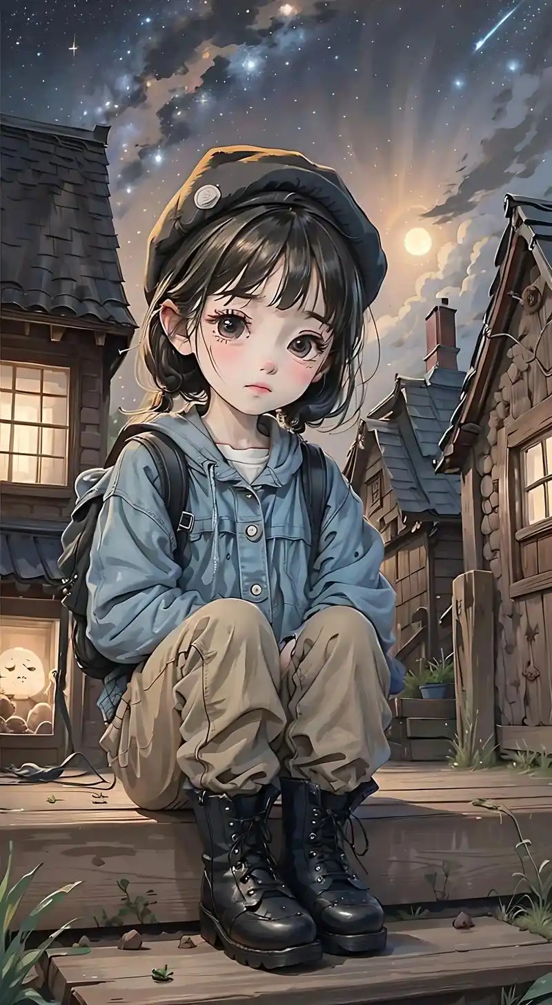 小女孩静静的坐着,回忆自己的心事#动漫美图#图文流量#图文伙 - 抖音