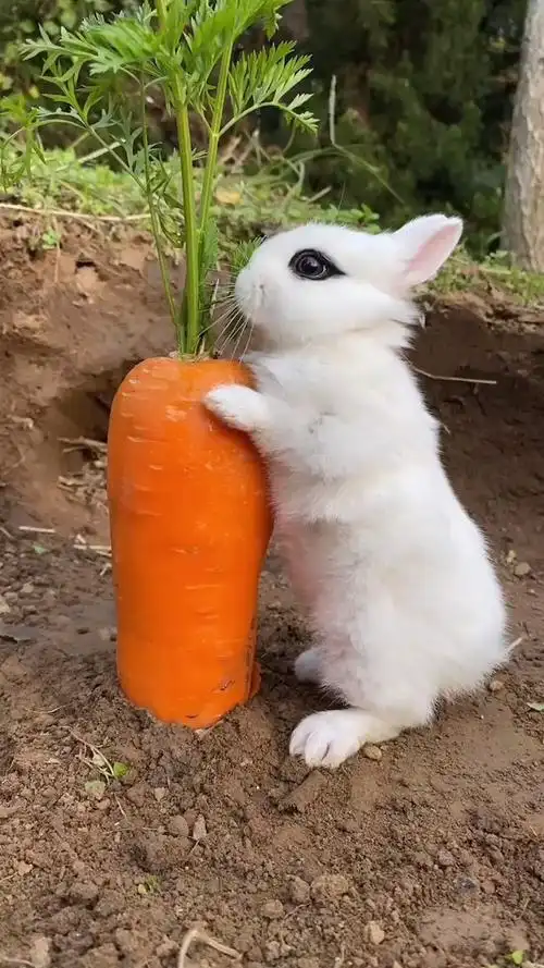 家有萌宠#小白兔吃萝卜的样子也太可爱了吧