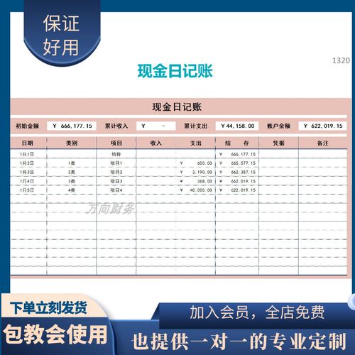 原创设计收入支出收支日记账明细表含公式excel表格定制
