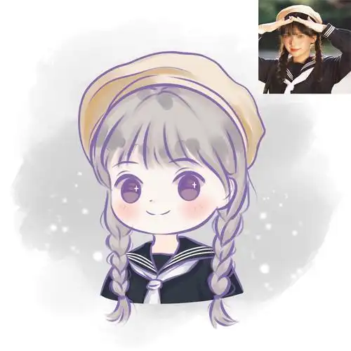 q版手绘头像画卡通真人照片动漫人像漫画头像定制情侣画像约稿大眼风