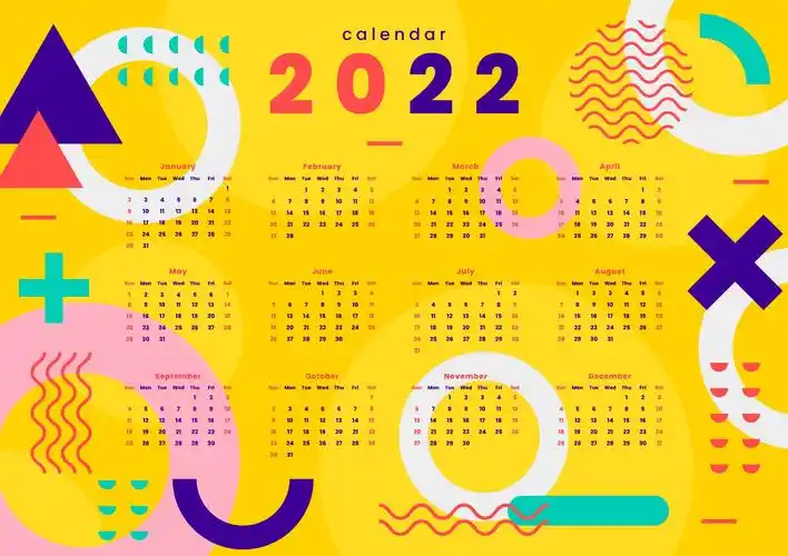 2022日历表全年表