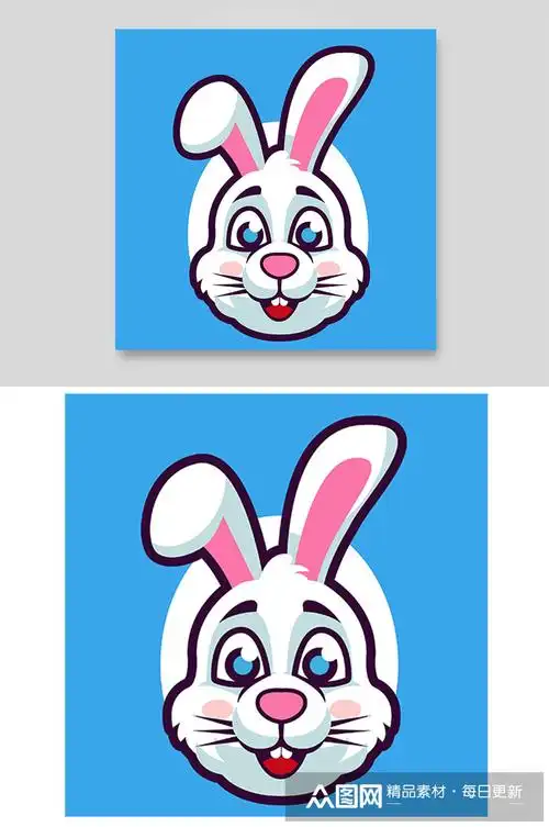 白色卡通小兔子头像形象动物可爱