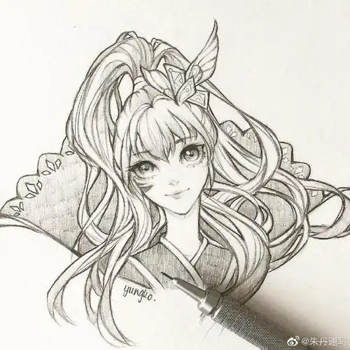 手绘动漫女孩头像线稿欣赏 7815(作品出自ins作者:yiingko )#插画