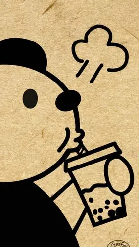 旧报风小熊奶茶壁纸