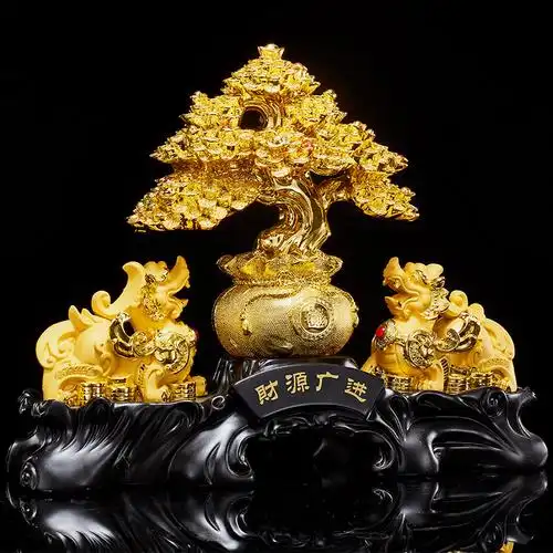 财源广进发财树家居摆件树脂树脂工艺工艺品摆饰摇钱树其他特色工艺品