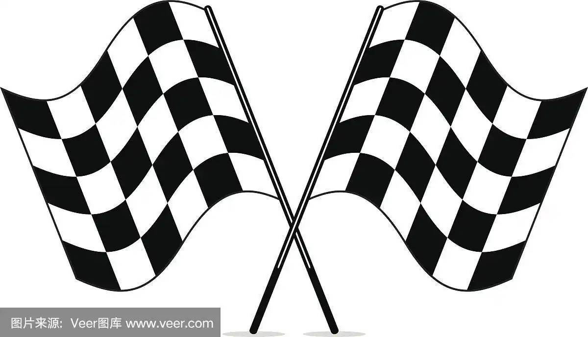 矢量黑色和白色交叉赛车旗帜