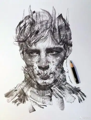 一组"疯狂的线条"素描作品!