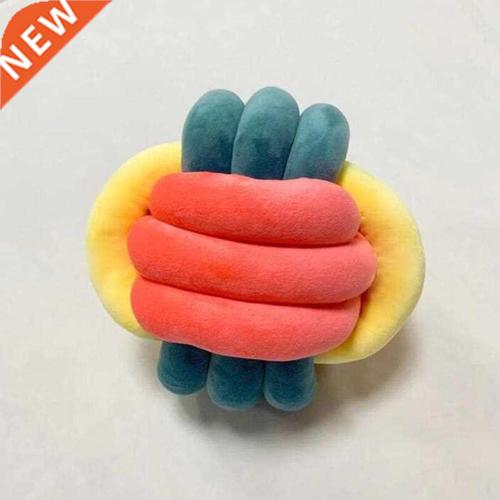 knotted plush ball design round throw pillow waist back cush