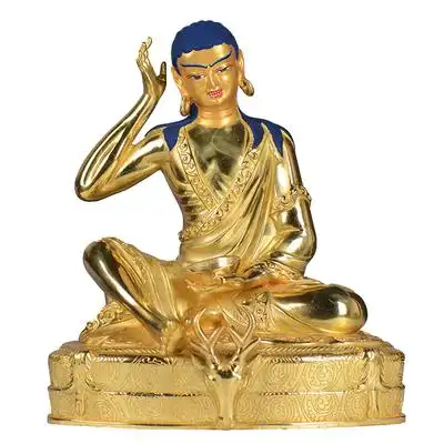 斯特米拉日巴尊者西藏佛具大师铜鎏金雕花雕花7寸铜像装饰摆件 原价