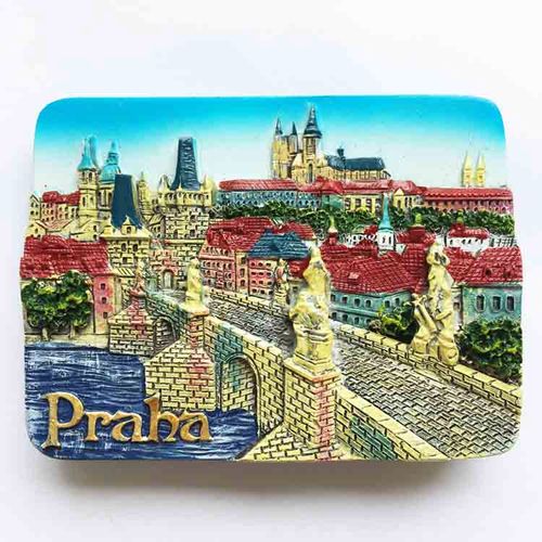 捷克首都布拉格查理大桥伏尔塔瓦河立体风景旅游纪念品磁贴冰箱贴