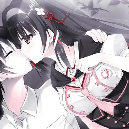 黑白色调的动漫情侣接吻头像图片