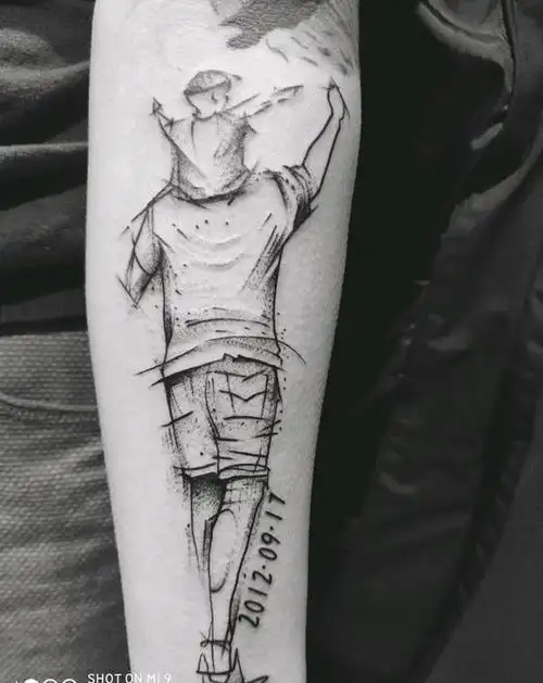 父亲的爱纹身图片手臂点刺纹身图案