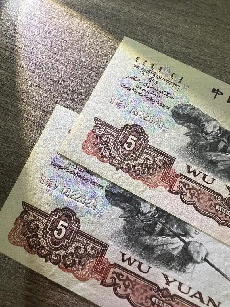 1960年我国发行的第三套人民币,其中的炼钢五元,现在全新一 - 抖音