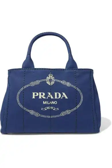 prada logo 印花帆布手提包 in blue