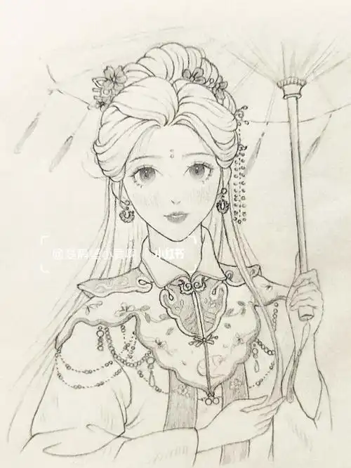 5自动铅笔#手绘教程  #线稿  #画画的日常  #古风线稿人像  #古风手绘