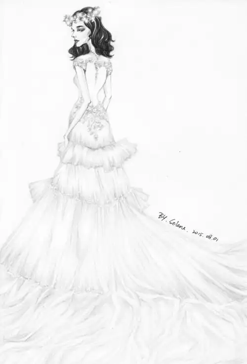 【笔尖时尚—黑白线条】手绘插画 素材 设计稿 手绘婚纱 不要:周姝