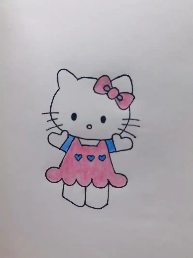 kitty猫简笔画.喵来了～～～#简笔画 #画画 #一起学画 - 抖音