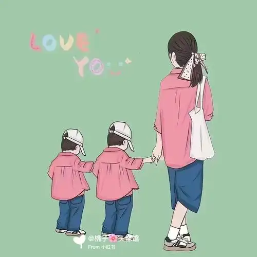 亲子头像宝妈带娃头像一家三口四口头像