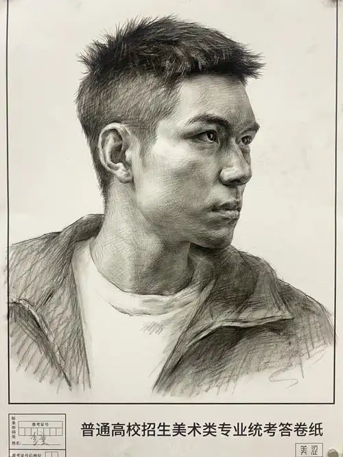 素描男青年课堂示范