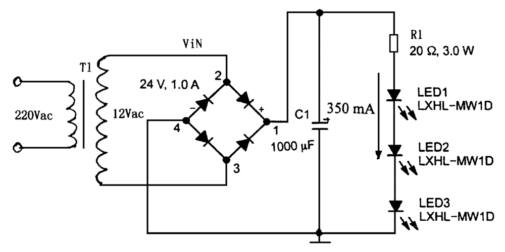 交流电源供电的大电流led驱动电路