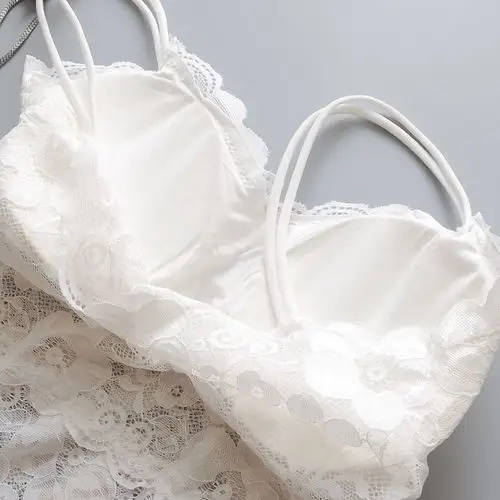 an白色蕾丝裹胸长款防走光美背吊带小背心抹胸美背内衣女夏性感文胸