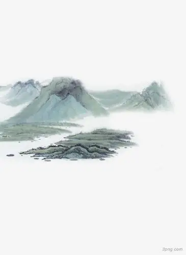 水墨画山水png素材透明免抠图片-装饰效果