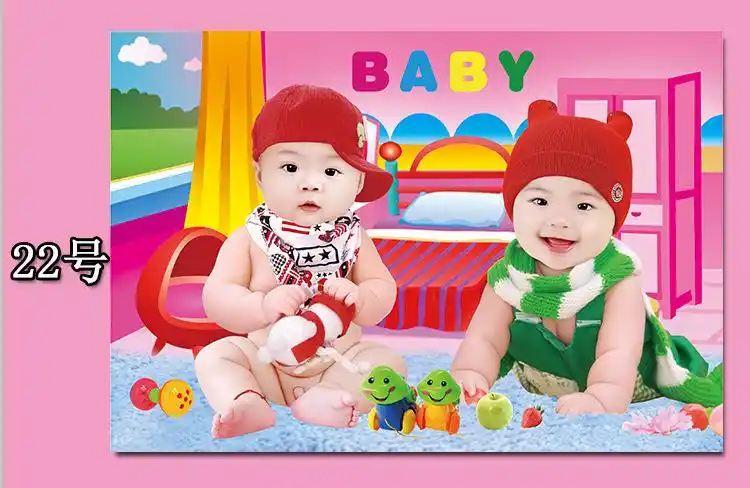 2019可爱龙凤胎宝宝海报孕妇新婚房间备孕大宝宝图片墙贴画漂亮小公主