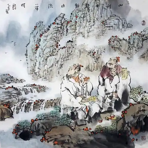 山水画_写意人物_人物_国家级国画_备案作品_园圆堂