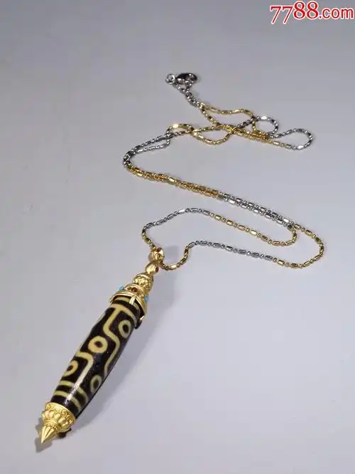 玛瑙包金天珠项链